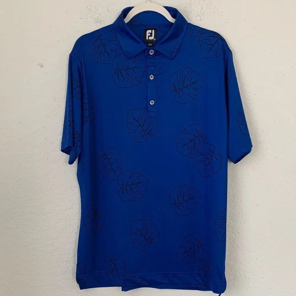 FootJoy Men’s Jungle Leaf Print Collar Polo Shirt Size M